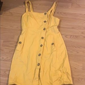 Yellow forever 21 button up dress